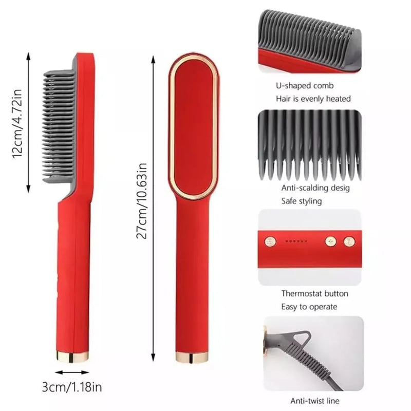 Anion Hair Pro 3 in 1 Straightener Brush, Dryer, Flat Plate and Bivolt Curl Modeler enviar cor aleatória